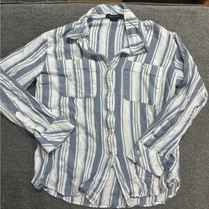 Sanctuary Women’s  Casual Blue and White Striped Shirt Size M